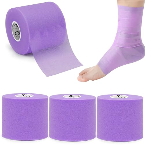 Image of OK TAPE Pre Wrap Tape (4-Rolls, 120 Yards) - Athletic Foam Underwrap for Sports, Protect for Ankles Wrists Hands and Knees, 2.75 Inches - Purple