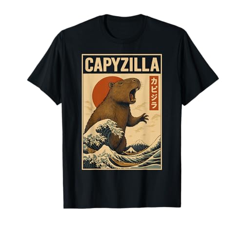 Capybara Kaiju Art Funny Men Kids Capyzilla Birthday T-Shirt