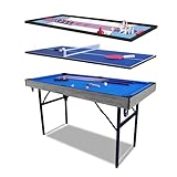 5FT 折りたたみ ビリヤード台 5-in-1 プールテーブル 携帯用 テーブルゲームセット ビリヤード台 ホッケー台 卓球台 ボウリング シャッフルボード家庭用 遊具付き子供と大人用 誕生日 クリスマスプレゼント