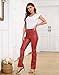 HDE Women's Faux Leather Pants High Waisted Straight Leg Trousers with Pockets Red - L