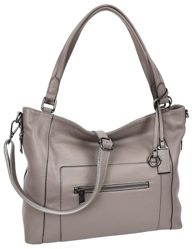 Sac fourre-tout en cuir véritable HLG250 gris idéal pour le bureau et les sorties