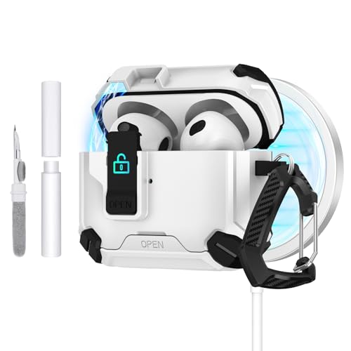 Coque rigide AirPods Pro 3 anti-perte avec système de verrouillage et anneau porte-clés Dteck