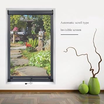 Telescopic Push-Pull Window Screen, Anti-Mosquito Roller Blinds with Aluminum Alloy Frame, Customizable Mesh Screen for Sliding Windows