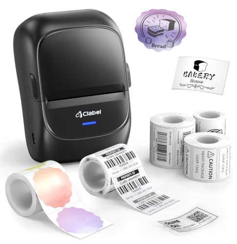Image of CLABEL 221B 2 inch Bluetooth Thermal Label Printer, 5 Label Rolls
