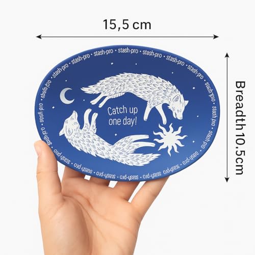 Image of Stash-Pro Toughened Glass Oval Tray - 15.5 x 10.5 cm - Heat Resistant, Easy to Clean, Durable Design (Blue Wolf)