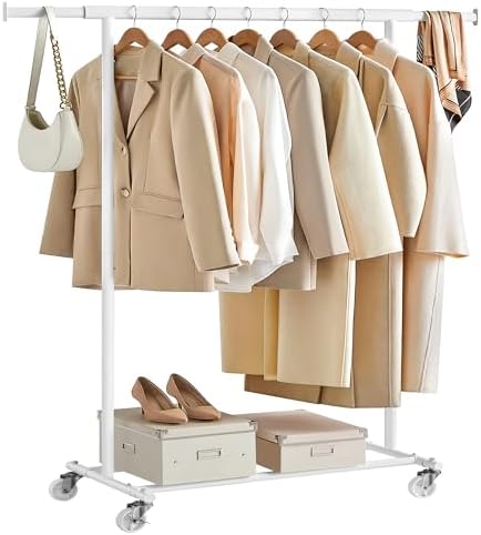 SONGMICS Portant à Vêtements avec Roulettes, Tringle Extensible p...