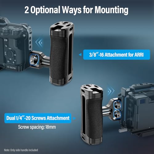 Image of SIRUI Side Handle with Locating Mount for ARRI and Dual 1 /4 inch Screw Mount Optional, Lightweight Camera Handgrip with Cold Shoe, Multiple Threads, Up and Down Adjustable Side Grip, AM-SHS(Pack of 1)