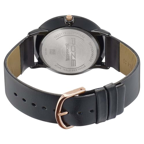 Image of Sonata Poze Quartz Analog Black Dial Leather Strap Watch for Men-SP70004KL02