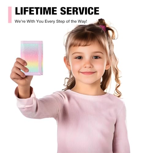 Image of Kids Wallets for Girls Boys, Little Girls Wallet for Kids, Rainbow Wallet for Teen Girls, Toddler Wallet for Girls with Magic Sticker, RFID Nylon Wallet /Canvas Wallet with Coin Pocket for Gifts