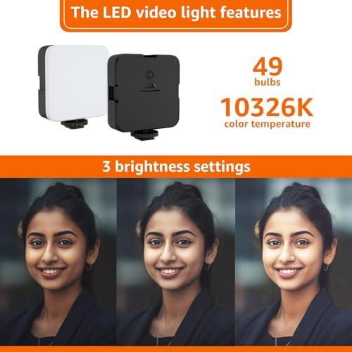 Image of Vlogging Kit 6 in 1 for iPhone, Android (with Tripod), Mini LED + Cardioid Microphone + Phone Clip + Tripod for Live Broadcasting, Video Calling, Vlogging, YouTube, Instagram (T-6.1)