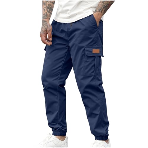 Cargo Pants for Men Stretch Casual Joggers Drawstring Elastic Waist Sweatpants Tactical Hiking Pants with Pockets