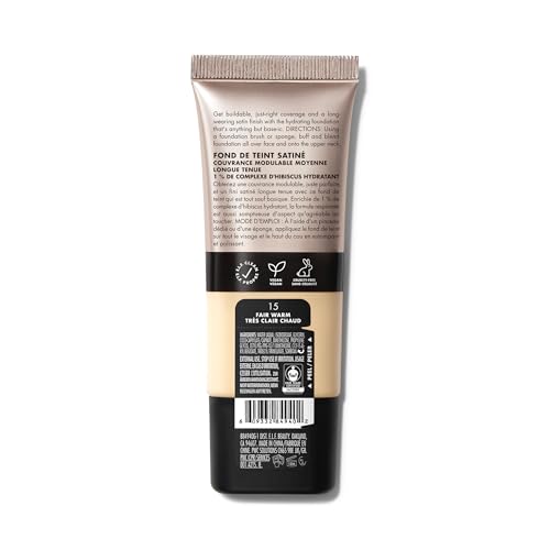 Image of e.l.f. Soft Glam Cream Foundation, Medium Coverage, Long-Lasting & Buildable Foundation For A Smooth, Satin Finish, Vegan & Cruelty-Free, 15 Fair Warm