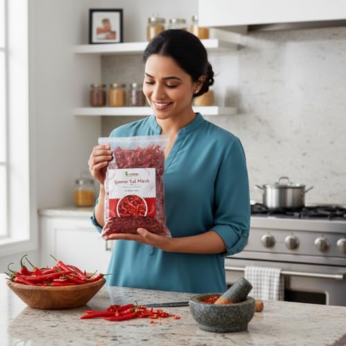 Image of Avlokan Guntur Stemless Red Chilli - 100% Natural, Hot & Spicy Dried Red Chilli | Guntur Sabut Lal Mirch (Guntur Stemless Red Chilli, 500 grams)