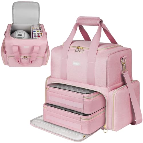 IVODEELA Organiseur de Vernis à Ongles,Sac de Rangement Vernis à Ongle pour 80 Bouteilles 15 ML et Lampe à Ongles,Sac Organisateur de Vernis à Ongles,Boite...