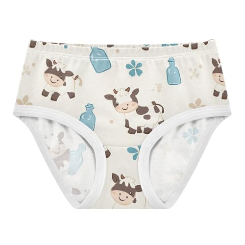Wusikd Cartoon Cows Girls' Underwear Cotton Milk Bottle Girls Briefs Soft Toddler Underwear 2T