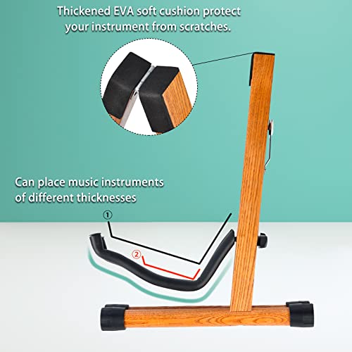 Vanphy Adjustable Beech Wood Guitar Stand, Folding Electric Acoustic Guitar Stand Floor, Bass Stand Wooden With Padded, Classical Bass Stand A-Frame Ukulele #TOP2