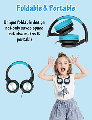 Image of Voopwink Kids Headphones with Microphone, Wired Over Ear Headsets with Limited Volume 85dB / 94dB for Boys Girls Teens Children Online School /Travel /iPad /Tablet /Cellphone
