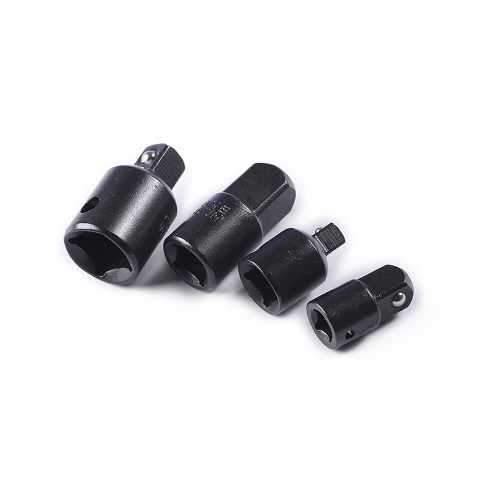 Kit adattatore per riduttore a cricchetto quadrato, 4 pezzi, 1/2 a 3/8, 3/8 a 1/4 (nero)