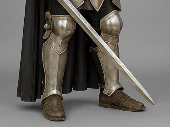 Medieval Knight Full Plate Armor Suit with Helmet, Cuirass, Pauldrons, Arm & Leg Guards – Steel Crusader Armor for LARP, Cosplay, Reenactment & Display