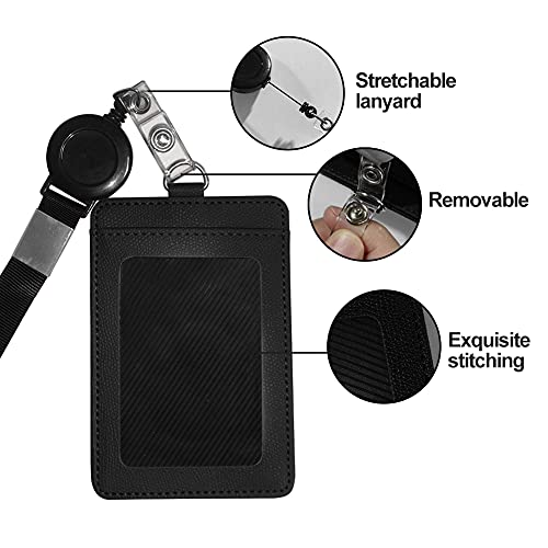 HYCOPROT ID Badge Holder 2-Sided Pu Leather with 1 Id Window and 1 Card Slot and 1 Piece 34.8 Inch Detachable Neck Lanyard id Card Holder for Office School Business Travel Student (Green - Image 2