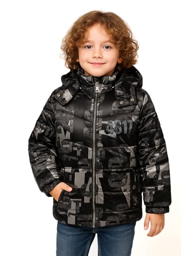 Image of Boys Solid Winter Wear Hooded Puffer Jacket For Kids