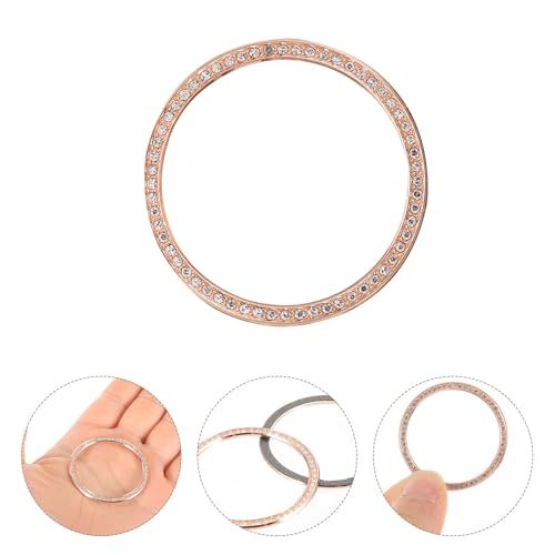 Bisel de reloj 40mm rosa dorado metálico protector circular decorativo de gemas 6