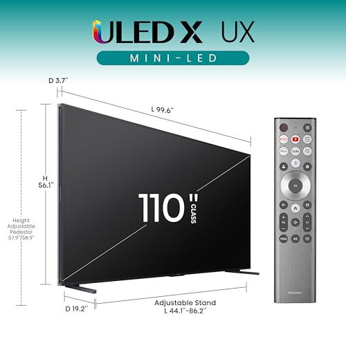 Image of Hisense 110 inch Mini-LED Premium Flagship ULED X Series 4K UHD Google Smart TV (110UX) - MiniLED X, Up to 10k Brightness, QLED, 144Hz, Dolby Vision Atmos, HDR10+, 4.2.2 Ch Audio, Voice Control, Alexa