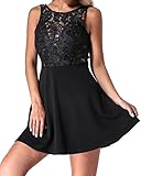 ❤️Merkmale-----Ärmellos, Hohe Taille und Rückenfrei Cocktail Minikleid mit leicht durchsichtigen tiefen V Kragen, macht Sie schön und schick. Partykleid Damen sexy, Perfekt als Abendkleid, Ballkleid, Cocktail Party Kleid, Brautjungfernkleid, Freizeitkleid, Alltagkleid usw. Gute Geschenken für die Frau, Freundin, Mama, Oma.