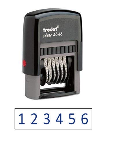 Trodat .125" X .6875" 6 Digit Self-Inking Numberer Rubber Stamp (Blue) #TOP1