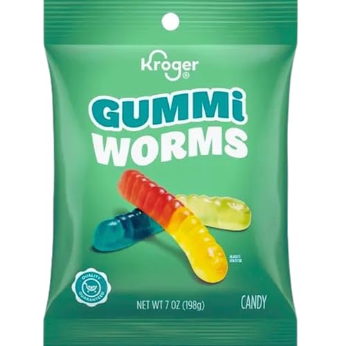 Gummi Worms Candy, Soft Chewy Fruity Gummy Worms, Colorful Assorted Flavors, 7 oz Bag