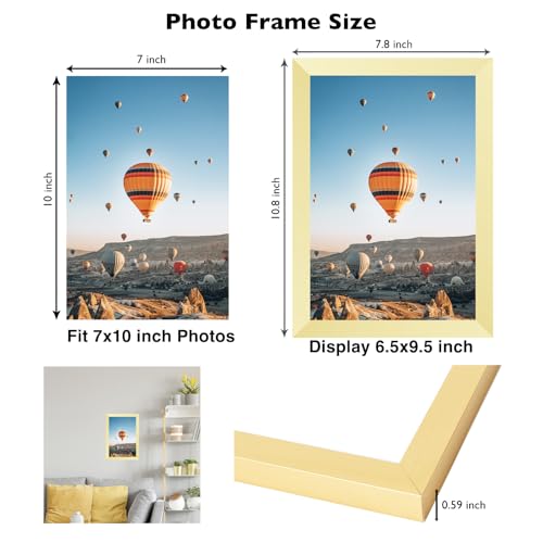 Image of JCJMY 7x10 Picture Frame Gold for Wall Hanging or Tabletop- Wall Mounting Horizontally or Vertically, 7 x 10 Wall Gallery Poster Photo Frame for 7 by 10 Photos, Gold