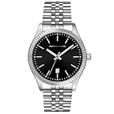 Roberto Marino RM9421 Men’s Luxury Watch – Silver Stainless Steel, Japanese Quartz, Black Dial, 3 ATM Water Resistant