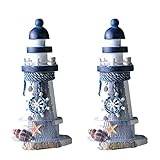 Beavorty Mini Lighthouse Figurine Decor: Wooden Miniature Lighthouse Decor Ornaments Nautical Theme Lighthouse Miniature Landscaping Decorations