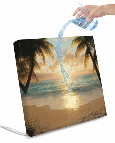 2 Pack Summer Beach Waterproof Cushion Covers with Ties, Outdoor Patio Chaise Lounge Chair Seat Cushion Slip Covers Replacement(Only Cover) Coastal Ocean Tropical Palm Trees 22