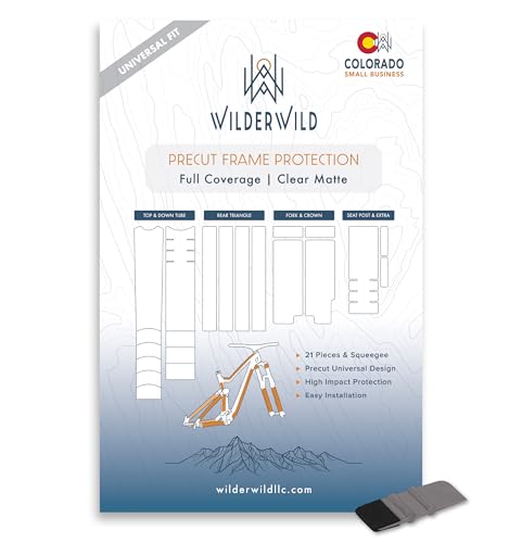 WilderWild Precut Bike Frame Protection Tape- High Impact Clear Vinyl Wrap Includes 4 Sheets (8.5βx14.5) eBike