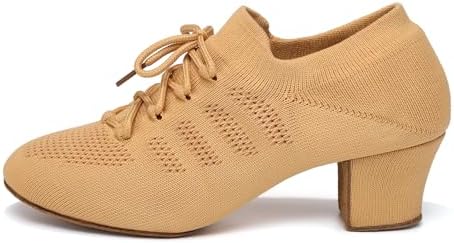 Uonpie Vrouwen Latin-dansschoenen Gesloten Toe Standaard Gesloten Teen Ballroom Dansschoenen Lace Up Latin Dansschoenen Salsa Onderwijs Schoenen, 36.5 EU