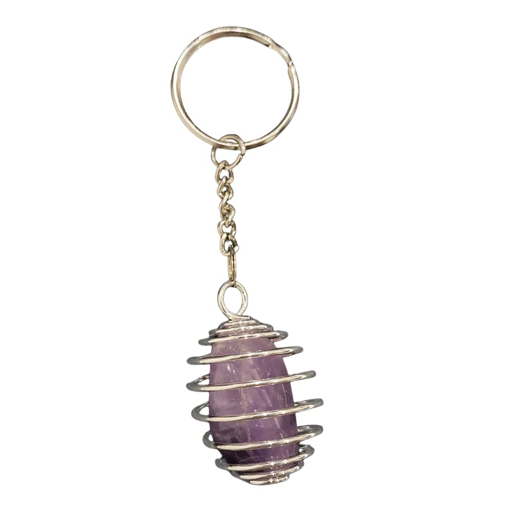 VIE Chakra Spiral Cage Tumble Keychain, Amethyst, One
