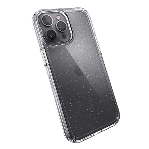 Speck Products Gemshell Glitter iPhone 13 Pro Max / iPhone 12 Pro Max Case, Clear/Clear with Platinum Glitter