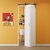 ARK DESIGN 36 In. X 84 In. Paneled 4 Lite White Primed MDF Composite Bi Fold Sliding Barn Door With Hardware Kit And Handle BF BD KX4L 36 - View #11