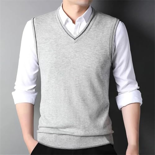 Men’s 100% Wool V-Neck Sweater Vest Pullover Sleeveless Casual Basic Lightweight Warm Pullover Sweater2