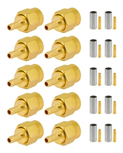 Vecys 10 PCS RP SMA Connectors RP SMA Male Crimp Connector for RG316 RG174 RF Coax Cable - Image 2