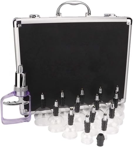 Kit per coppettazione, 14 pezzi, con ventose, per massaggi e sollievo dal dolore, include valigetta per fisioterapia