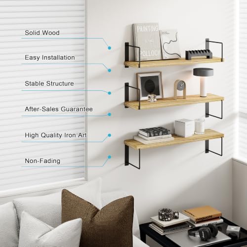 Image of Floating Shelves, 24 In Bookshelves for Room Wall, Shelves on Wall (Wooden)