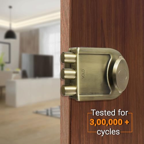 Image of VOLO Heavy Duty Tri-Bolt Rim Lock - Secure Dead Lock with Keys for Main Door, Single & Double Doors, Left & Right-Handed Use - Ideal for Home & Office (Pack of 1) (MT-01 (Antique))