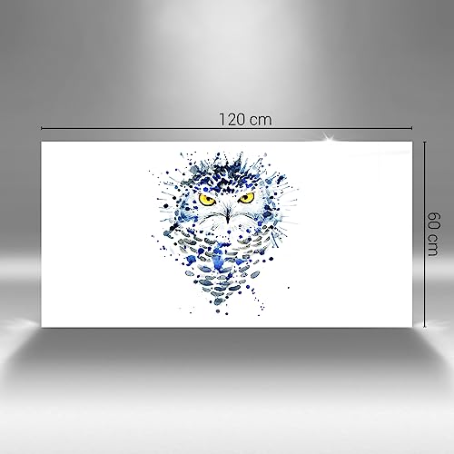 Tableau en verre 120x60cm chouette abstraite Wallfluent art intérieur