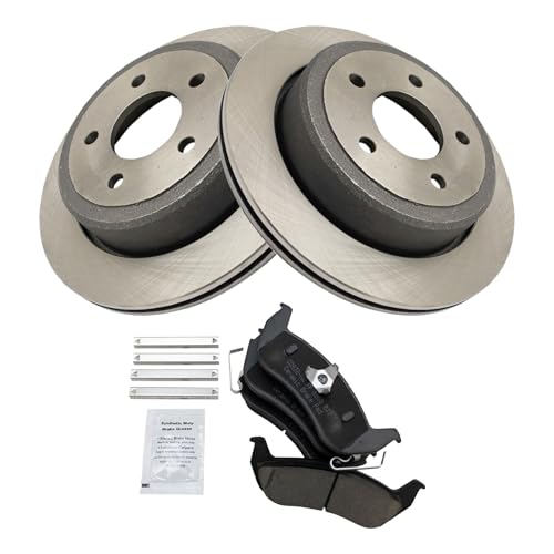 Image of TRQ Rear Brake Pad and Rotor Set Ceramic Compatible with 2010-2011 Ford Ranger