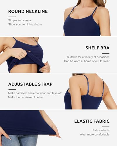 Image of Vislivin Womens Cotton Camisole Adjustable Strap Tank Tops with Shelf Bra Stretch Undershirts