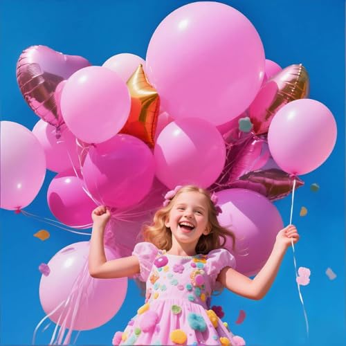 Image of 32Pcs Pink Big Balloons 18 Inch, Round Large Latex Party Balloons for Birthday Wedding Decorations. (pink)