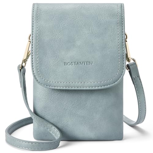 Image of BOSTANTEN Vegan Leather Small Crossbody Bags for Women Designer Cell Phone Bag Wallet Purses Adjustable Strap, Denim Blue, Small, Crossbody Bag