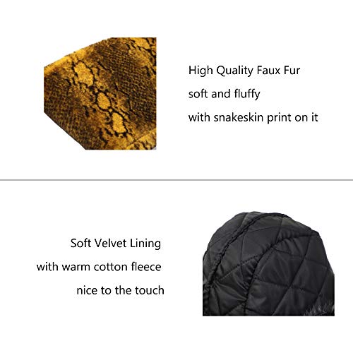 La Carrie Women's Snakeskin Print Faux Fur Bucket Hat Winter Warmer Fisherman Cap (Yellow) #TOP1